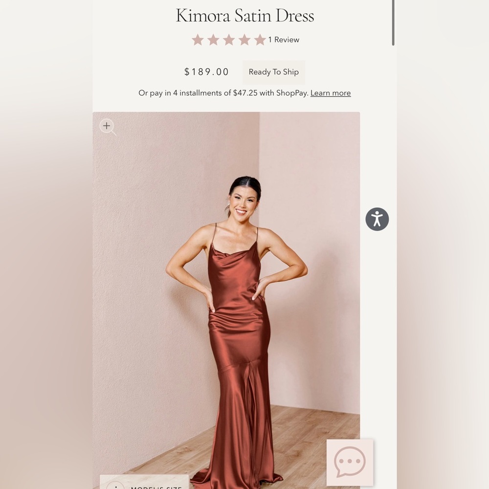 Revelry Kimora Satin Dress - Terracotta Rust